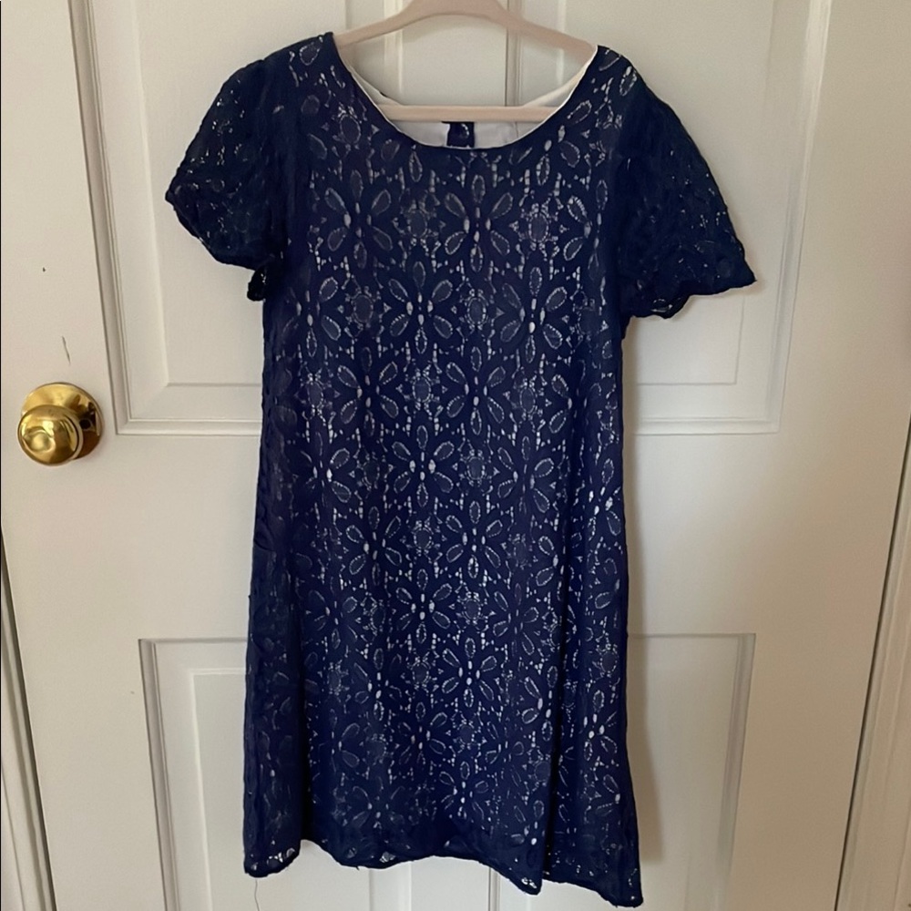 Tahari little girls size 7 Elegant Navy Blue Lace Kids Dress